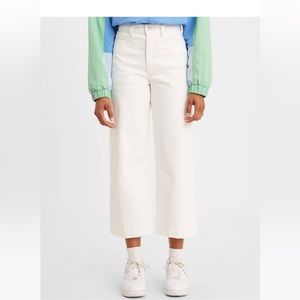 LEVI'S Ribcage Wide Leg Crop - White